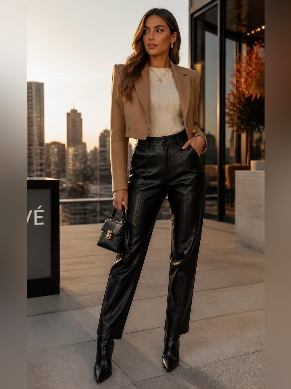 Wilfred Aritzia Black Straight Leg Faux Leather Pants Size 4